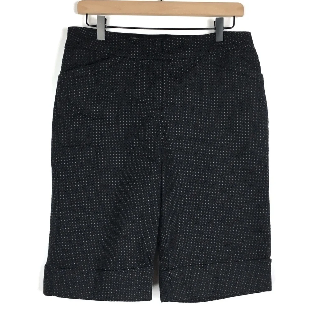 WHITE HOUSE BLACK MARKET Shorts Bermuda Knee Length Swiss Dots Minimalist Size 8